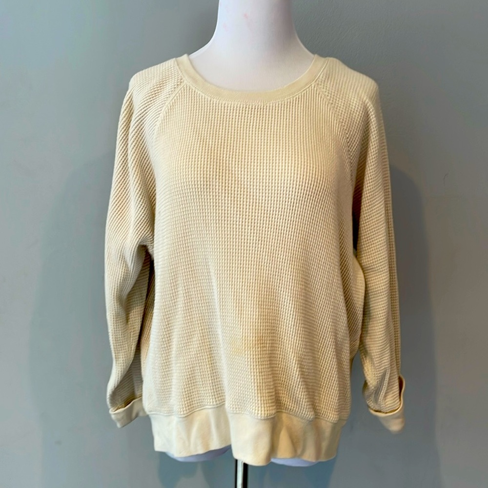 Jcrew offwhite heavyweight waffle sweatshirt- size Large